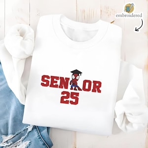 Superhero Graduation 2025 Embroidered Sweatshirt, Spider Embroidered Hoodie, Cartoon Graduation Cap Shirt, Senior Graduate Gift