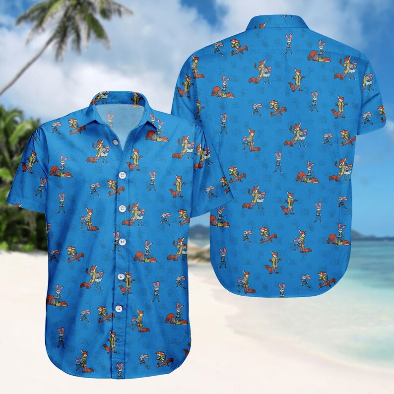 Disneyland Zootopia Nick Wilde Shirt, Judy Hopps And Nick Wilde Button Shirt, Zootopia 2 2025, Disneyland Trip