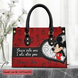 Custom Funny Mickey Mouse Leather Bag, Disney Cartoon Crossbody Bag, Mickey Women Bag, Disney Handle Bag
