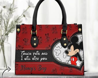 Custom Funny Mickey Mouse Leather Bag, Disney Cartoon Crossbody Bag, Mickey Women Bag, Disney Handle Bag