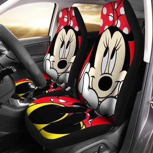 Cute Minnie Mouse Car Seat Covers, Disney Mouse Front Seat Covers, Cartoon Auto Seat Covers, Disneyland Gift, Gift For Her