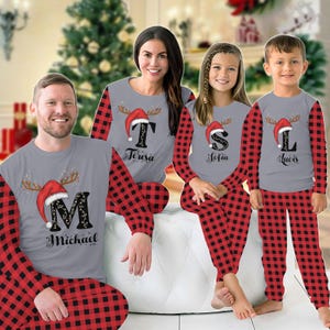 Christmas Custom Name Matching Family Pajamas, Personalized Family Pajamas, Santa Kids Christmas Pjs, Christmas Gifts For Family