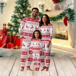 Deer Family Pajamas Set, Christmas Family Pyjamas, Western Matching Pajamas, Reindeer Kids Christmas Pjs, Gifts For Family