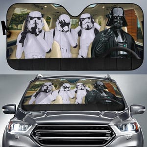 ストームトルーパーとダースベイダーの車用サンシェード、スターウォーズの車用サンシェード、ディズニー映画の車用サンシェード、スカイウォーカーの車用サンシェード