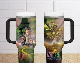 Vaso personalizado de Wicked de 40 oz, Defy Gravity, regalo para fans de la película Wizard, regalo para ella