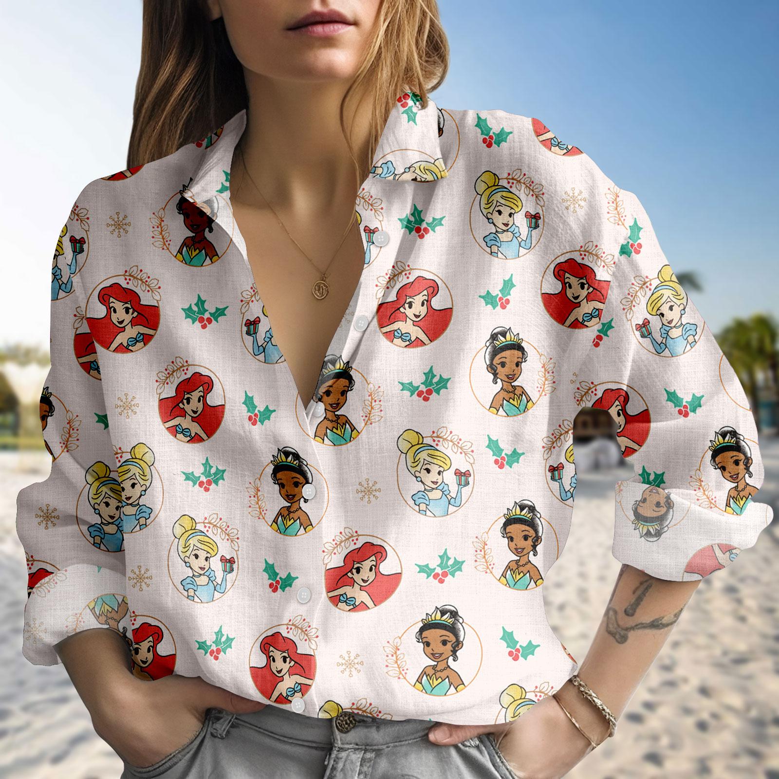 Discover Disney Princess Blouse for Women, Magic Castle and Disneyland Casual Shirt