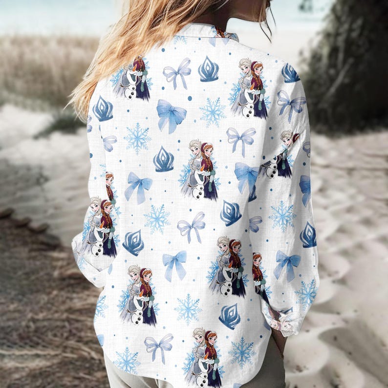 Frozen Elsa Anna Princess Blouse Shirt, Disney Frozen Princess Women Shirt, Elsa Coquette Bow Long Sleeve Shirt, Gift For Her