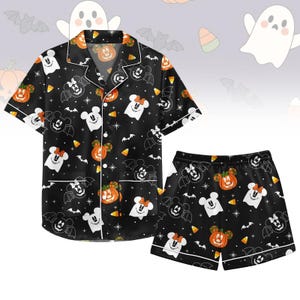 Halloween Mickey Boo Satin Pajamas, Disney Mouse Ghost Women Pajamas, Magic Kingdom Gift, Disneyland Halloween Party 2025