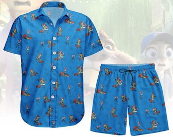 Disneyland Zootopia Nick Wilde Shirt, Judy Hopps And Nick Wilde Button Shirt, Zootopia 2 2025, Disneyland Trip