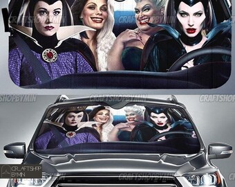 Disney Villains Car Sunshade, Disney Bad Witches Car Sun Shade, Maleficent Evil Queen Car Windshield, Disney Car Sunshade