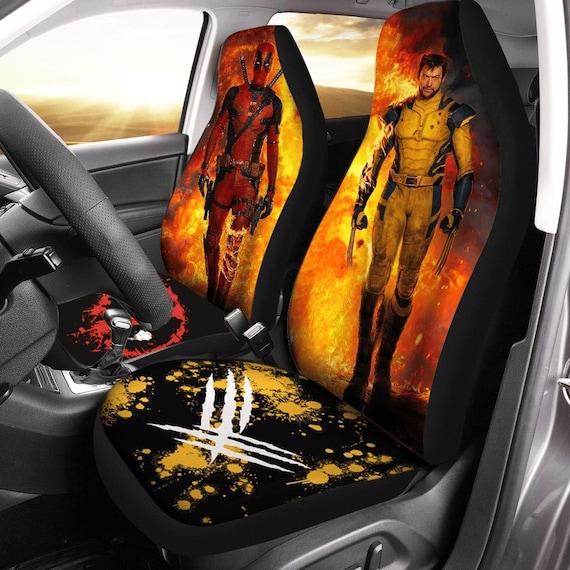 Marvel Deadpool Wolverine Car Seat Cover Deadpool 3 Movie Car Decor Funny Superheros Car Covers Marvel Fan Gift Halloween Decor