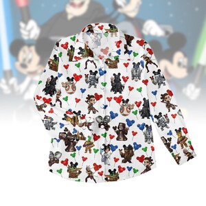 Star Wars Characters Blouse Shirt, Grogu Chewbacca Women Shirt, Star Wars Disney Men Shirt