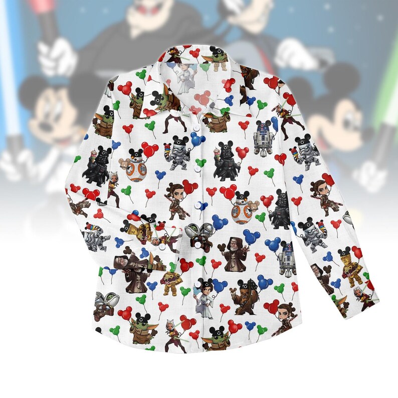 Star Wars Characters Blouse Shirt, Grogu Chewbacca Women Shirt, Star Wars Disney Men Shirt