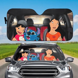 Lilo en Stitch zonnescherm gezinsauto, Stitch Friends-zonnescherm, Disney Cartoon-zonnescherm, autozonnescherm, Disney-autovoorruit