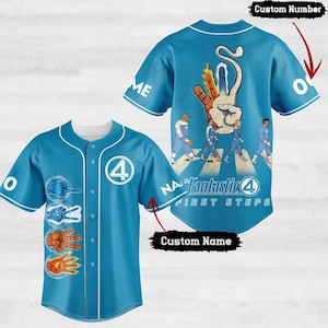 Personalized Fantastic Four Baseball Jersey, Fantastic Four First Steps Movie Baseball Shirt, Reed Richards Sue Storm Gift, Gift For Fa