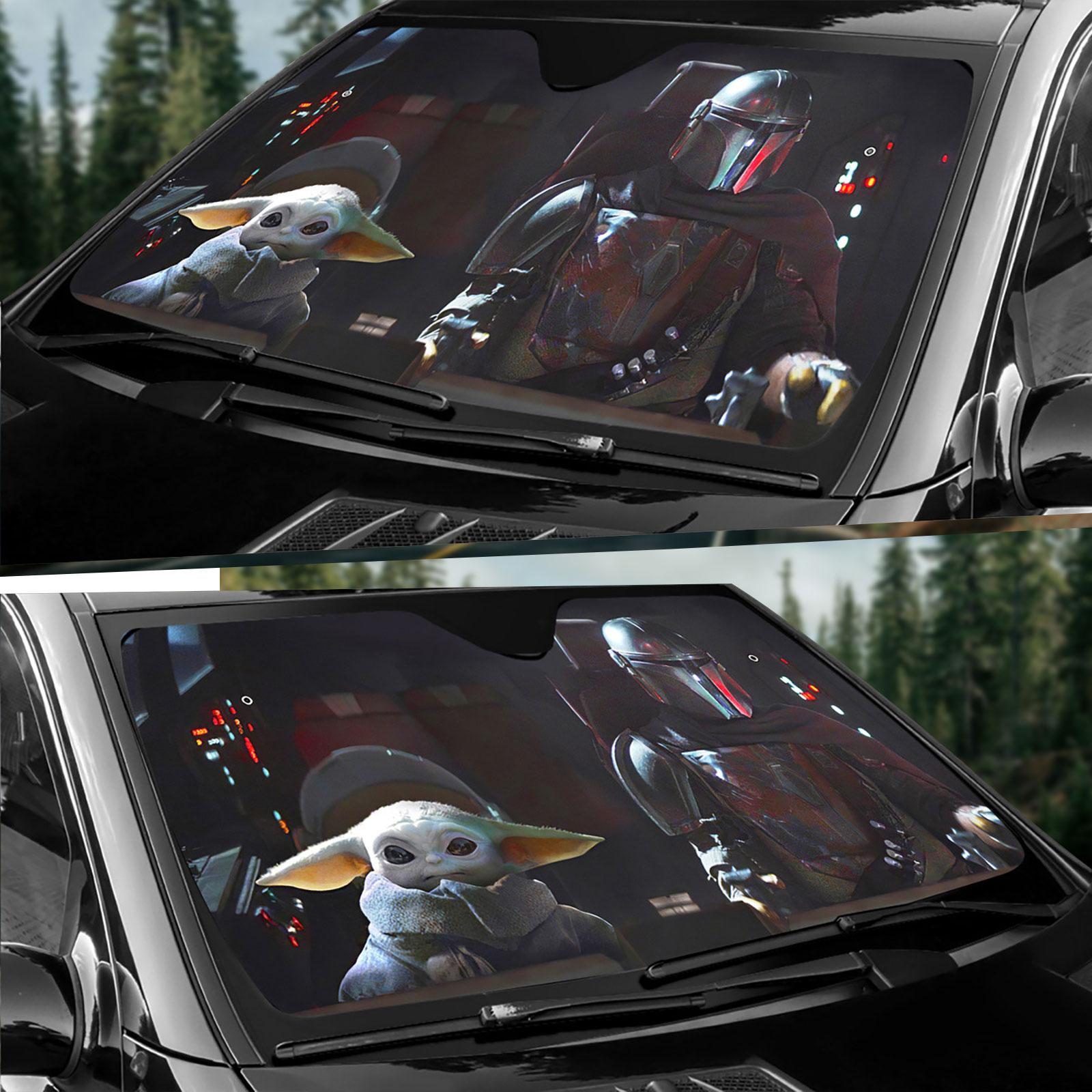 Mandalorian Car Sunshade, Baby Yoda Car Sunshade, Star Wars
