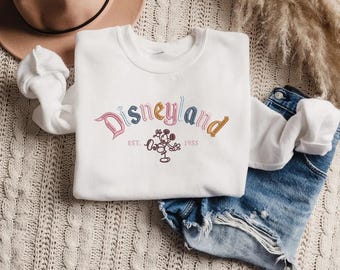 Sudadera bordada de Disneyland, cuello redondo "El lugar más feliz del mundo", sudadera bordada con capucha "Parques mágicos", cuello redondo "Vacaciones familiares"