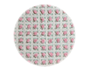 Vintage Chenille Bedspread Fat Quarter Quilt Square Fabric 18x24 Morgan Jones Pink Rosebud