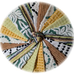 21 Vintage Rare Chenille Bedspread Quilt Charm Square Kit, Fall Harvest, 6 in sqs, Quilted Pillow, Quilt, Set 2, Green, Brown, Free US Ship
