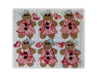 Vintage Cutter Quilt Gingerbread Applique Die Cuts, Junk Journal, Slow Stitch