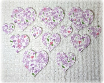 Vintage Cutter Quilt Quilted Heart Appliques: Die Cuts, Slow Stitch, Lavender