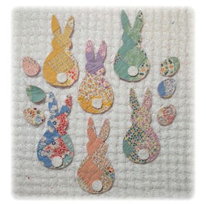 Vintage Cutter Quilt Peep Bunny Rabbit Die Cut Appliques: Slow Stitching, Junk Journals
