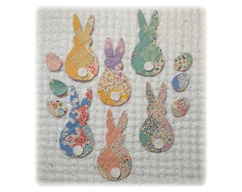 Vintage Cutter Quilt Peep Bunny Rabbit Die Cut Appliques: Slow Stitching, Junk Journals
