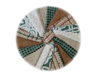 Vintage Chenille Bedspread fabric Quilt Squares Kit, Fall Harvest, DIY Pillow (6 inch)