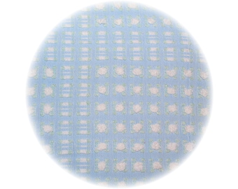Vintage Morgan Jones Chenille Fabric Fat Quarter, Blue Rosebud Quilt