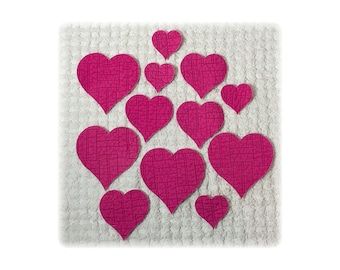 Vintage Cutter Quilt Quilted Heart Appliques Die Cuts Cut Outs : Slow Stitch, Hot Pink CottageCore