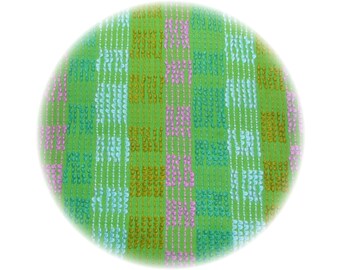 Vintage Cabin Craft Chenille Fabric, Green Plaid Stripes, Fat Quarter (18x24)
