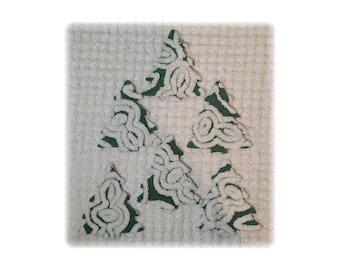 Vintage Chenille Bedspread Tree Appliques, Hofmann Fabric Die Cuts