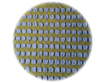Vintage English Chenille Bedspread Fabric Fat Quarter, Avocado Periwinkle, DIY Quilting