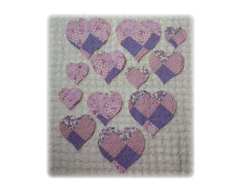 Vintage Cutter Quilt Feedsack Quilted Heart Appliques: Die Cuts, Cut Outs, Slow Stitch