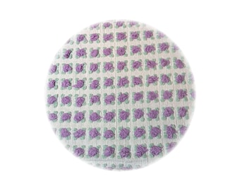 Vintage Chenille Bedspread Fat Quarter Quilt Square Fabric 18x24 Morgan Jones Purple Rosebud