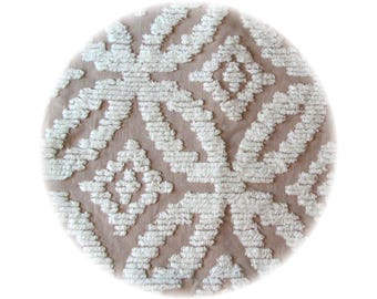 Vintage Chenille Bedspread Fabric Fat Quarter, Tan Wedding Ring Quilt Pattern