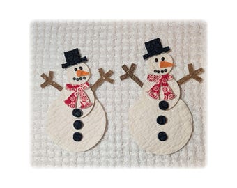 Vintage Cutter Quilt Snowman Applique Die Cuts Cut Outs: Ornaments, Slow Stitch, Junk Journal