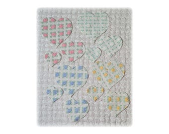 Vintage Morgan Jones Chenille Rosebud Heart Appliques: Die Cut, Cut Outs CottageCore Slowstitch