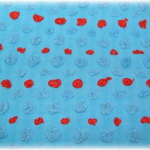 Vintage Chenille Bedspread Fat Quarter Quilt Square Fabric 18x22 Cat in the Hat Circus Pops Blue Red Morgan Jones Circus Pops Free US Ship image 3