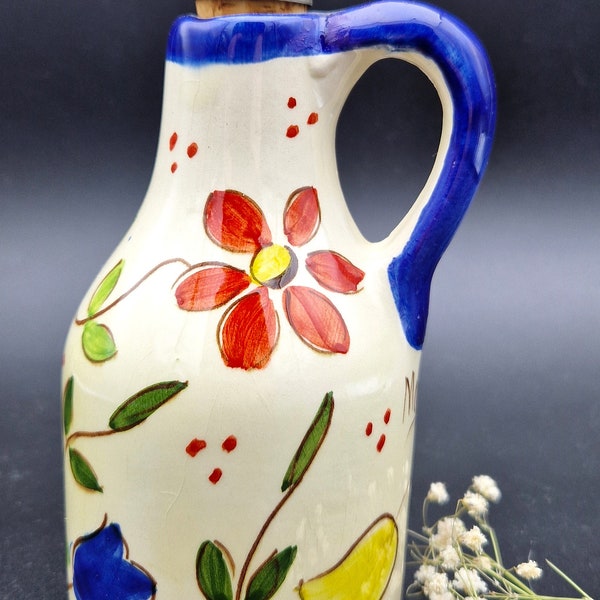 Oil bottle, Oliera, vintage, oil or vinegar bottle. Hand painted, made in Spain in the 70s