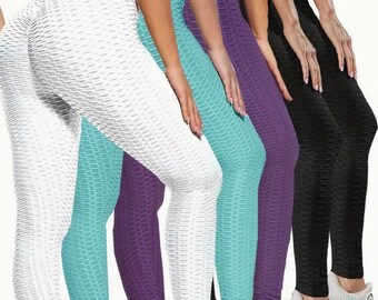 5-Stuks-Leggings, Honingraat Sport-hardlooplegging, Hoge Taille Fitness Yoga Strakke Broek, Dames Activewear