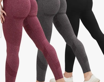 3-Stuks-Leggings, ademende hoge taille fitnessleggings per il sollevamento del sedere, buikcontrole hardloopsport strakke yogabroek, dames activewear