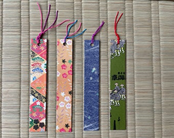 Set of 4 Japanese paper bookmarks handmade