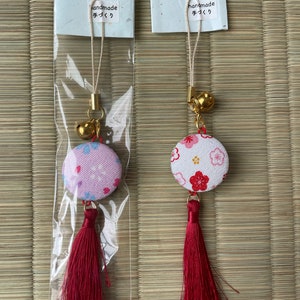 Set of 2 Kimono textile charms handmade