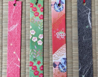 Set of 4 Japanese paper bookmarks handmade