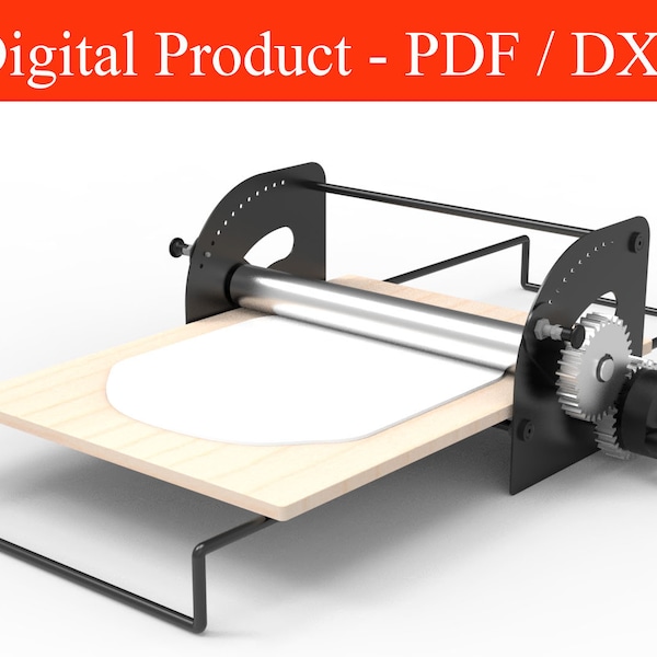 Hand Print  Dough Shaping Machine, Clay Thinning, Roller Dough Press, Dough Thinning, Croissant Dough, Laser Cut, Wood Plan DXF PDF