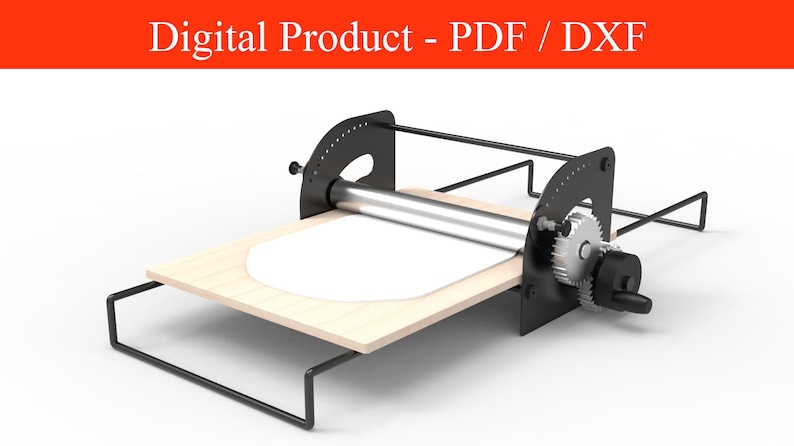 Hand Print Dough Shaping Machine, Clay Thinning, Roller Dough Press, Dough Thinning, Croissant Dough, Laser Cut, Wood Plan DXF PDF image 1