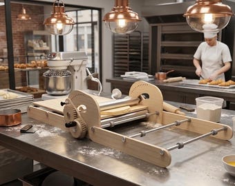 Macchina per modellare l'impasto con impronte di legno, assottigliamento dell'argilla, pressa a rulli per impasto, assottigliamento dell'impasto, impasto per croissant, taglio laser, progetto in legno DXF PDF