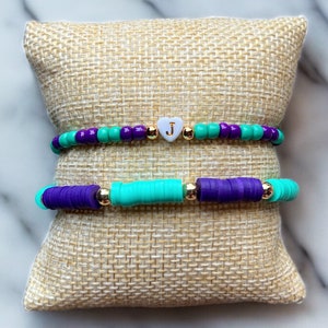 Suicide Prevention Awareness & Remembrance Heart Initial in Awareness Colors Glass Seed Bracelet: Memorial, Remember, In Memory Of, Honor