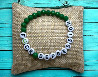 Depression Awareness Handcrafted Beaded Stretch Bracelet - Mental Health Awareness Gift For Support Gift For Her Gift For Him Gift For Child